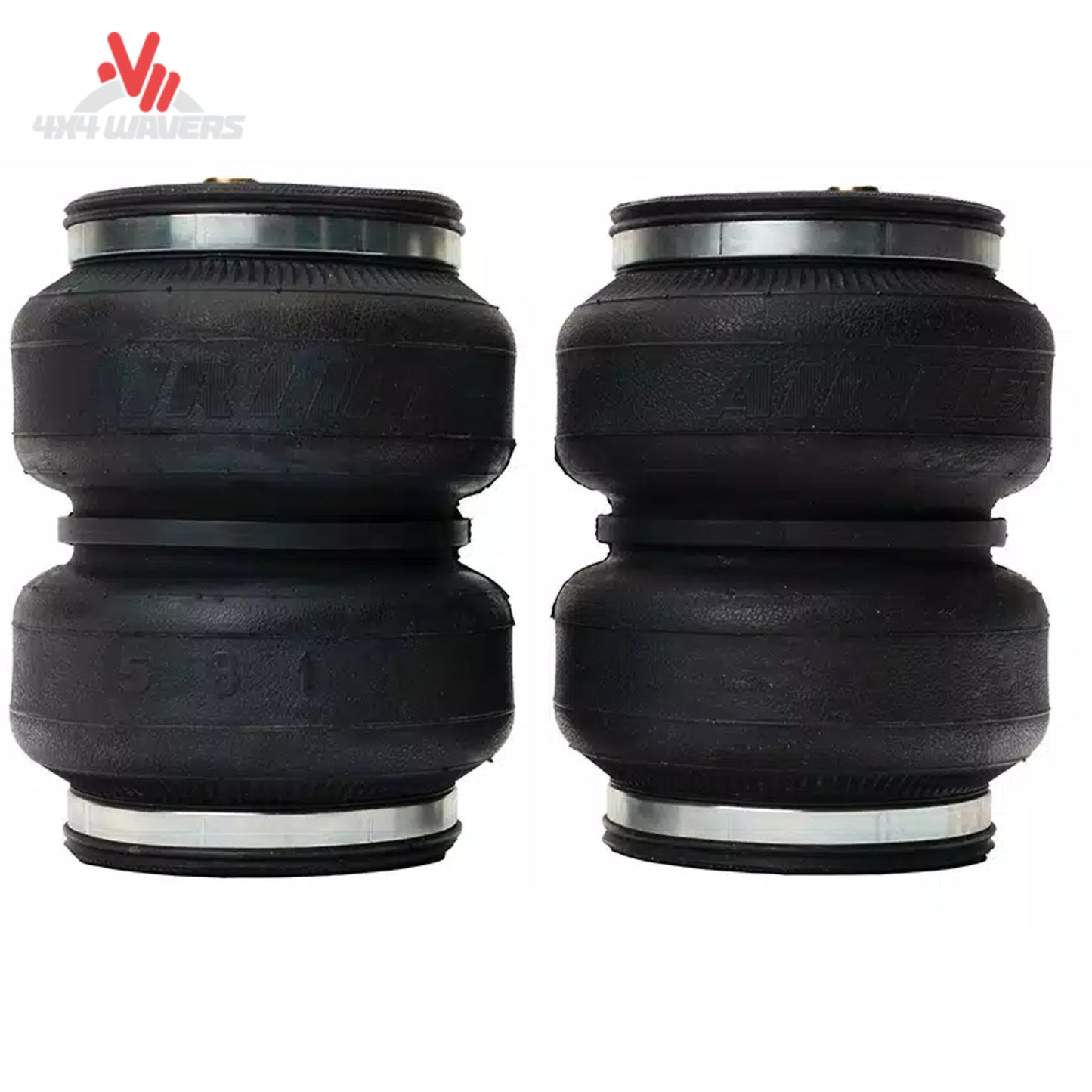 Close-up view of the double-convoluted synthetic rubber air spring showing the end roll plates designed for extreme load capacity SKU BBCG_57389.