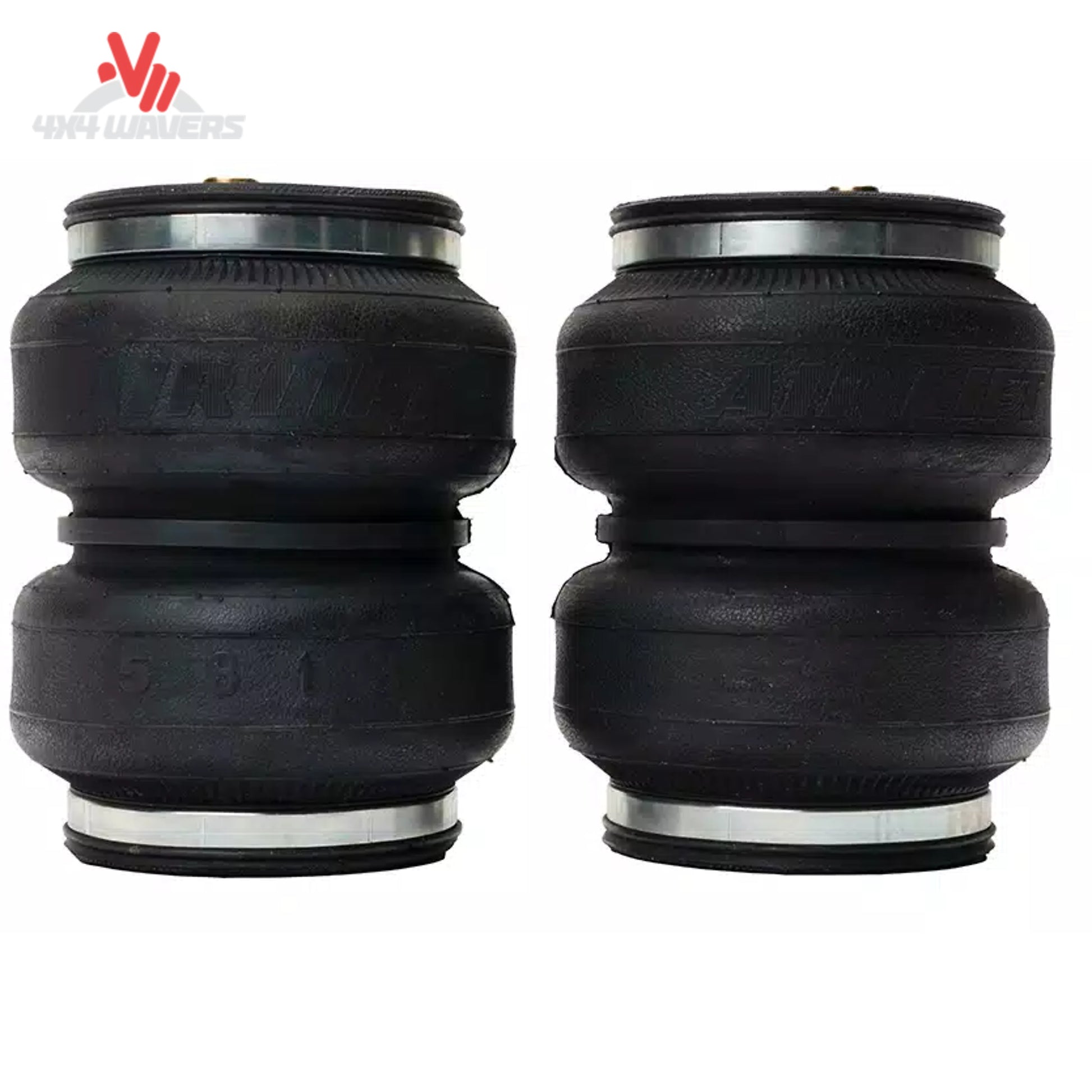 Close-up view of the double-convoluted synthetic rubber air spring showing the end roll plates designed for extreme load capacity SKU BBCG_57389.