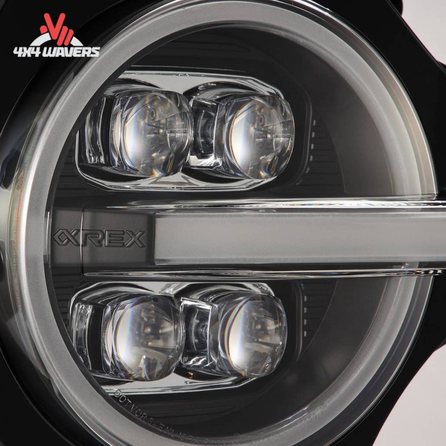Close-up view of AlphaRex four-projector NOVA lighting system for Bronco