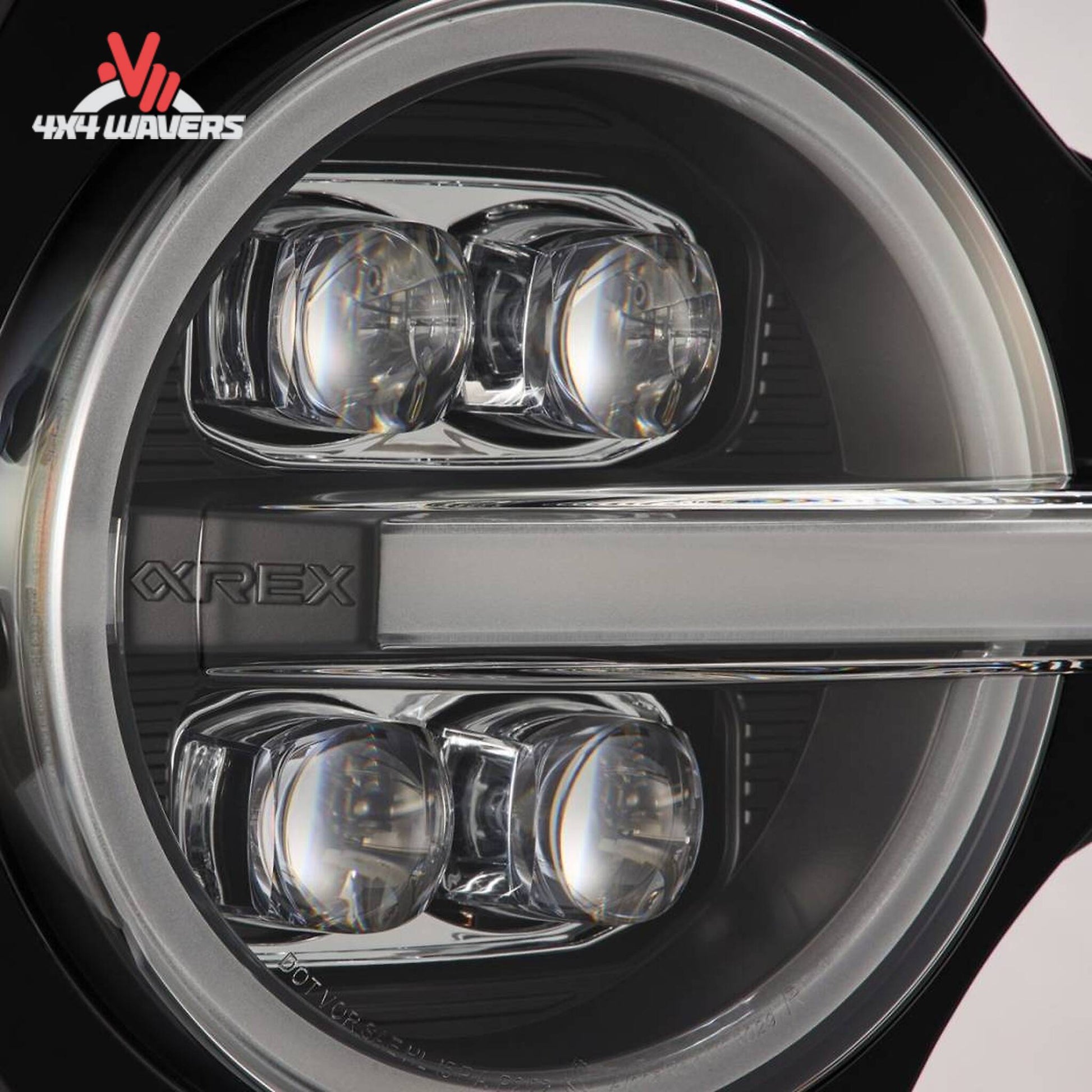 Close-up view of AlphaRex four-projector NOVA lighting system for Bronco