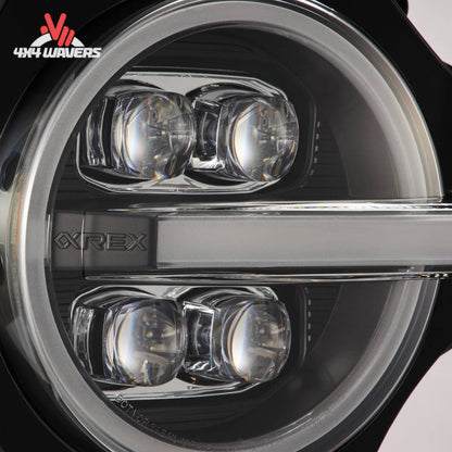 Close-up view of AlphaRex four-projector NOVA lighting system for Bronco