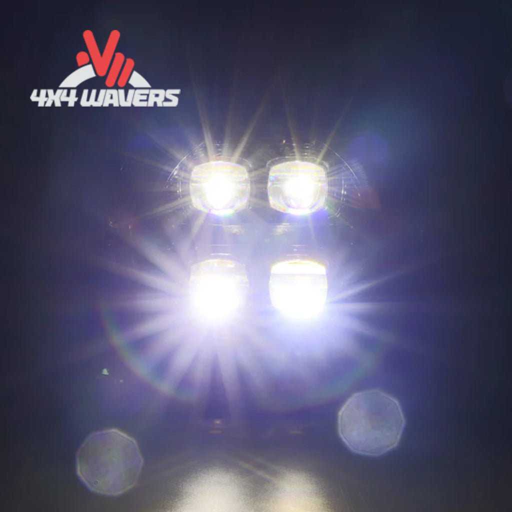 alt
Faros proyectores LED AlphaRex NOVA en negro instalados en un Jeep Wrangler JL 2018-2026, mostrando una brillante iluminación nocturna.