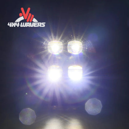 alt
Faros proyectores LED AlphaRex NOVA en negro instalados en un Jeep Wrangler JL 2018-2026, mostrando una brillante iluminación nocturna.