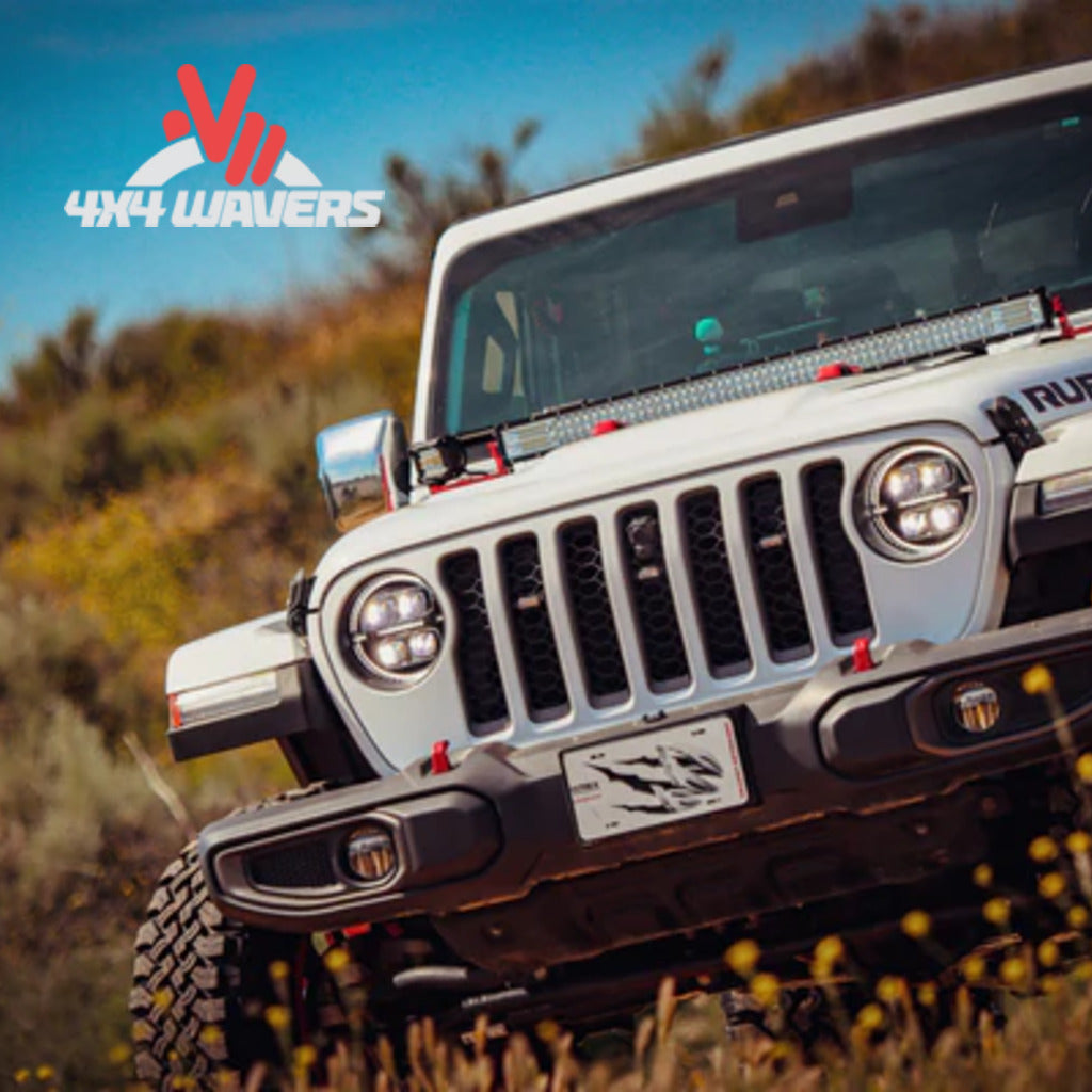 alt
Faros proyectores LED AlphaRex NOVA en negro instalados en un Jeep Wrangler JL 2018-2026, con vista frontal y diseño detallado.