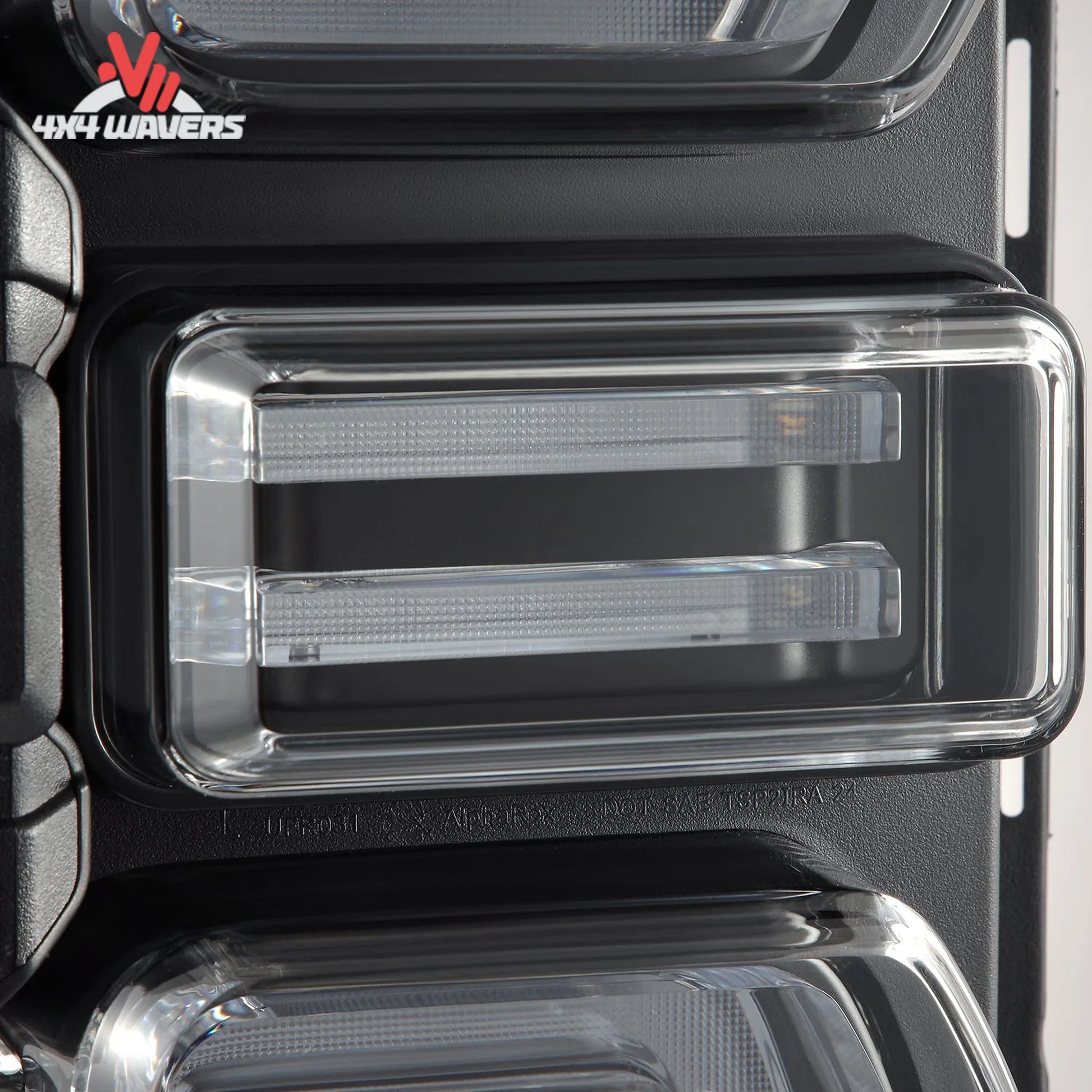 Close-up of AlphaRex sequential turn signal animation on Ford Bronco tail lights