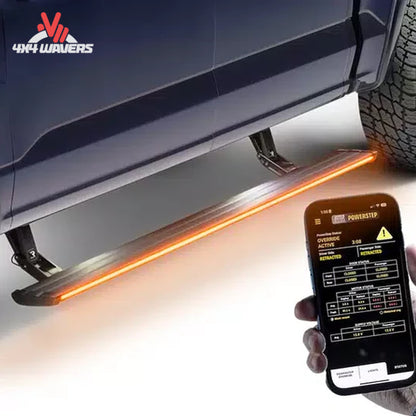 Full length LED glow lighting strip illuminated on electric step board SKU 96255-01A