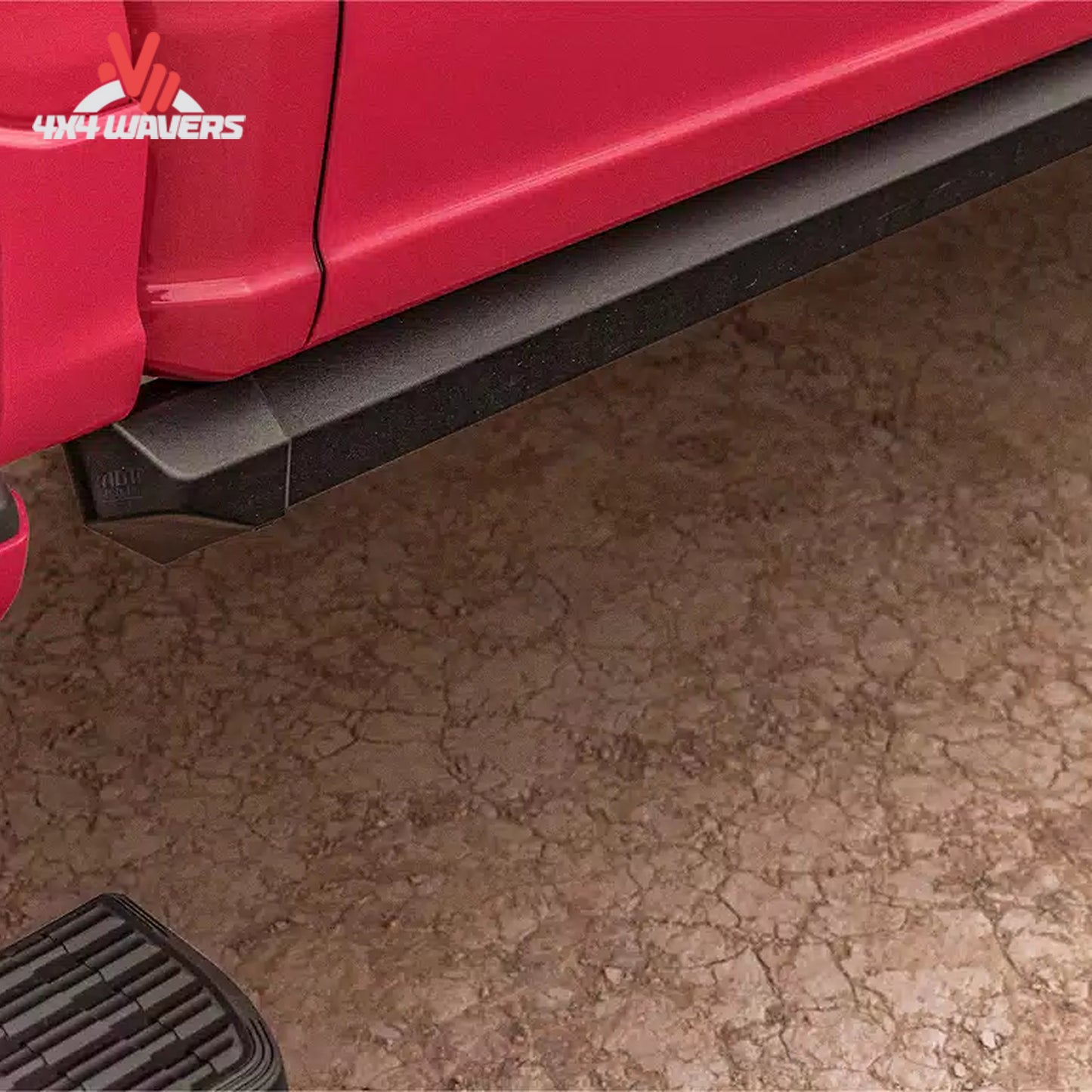 AMP PowerStep XL retracted into custom integrated aluminum rocker rail SKU 77154-01A