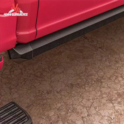 AMP PowerStep XL retracted into custom integrated aluminum rocker rail SKU 77154-01A