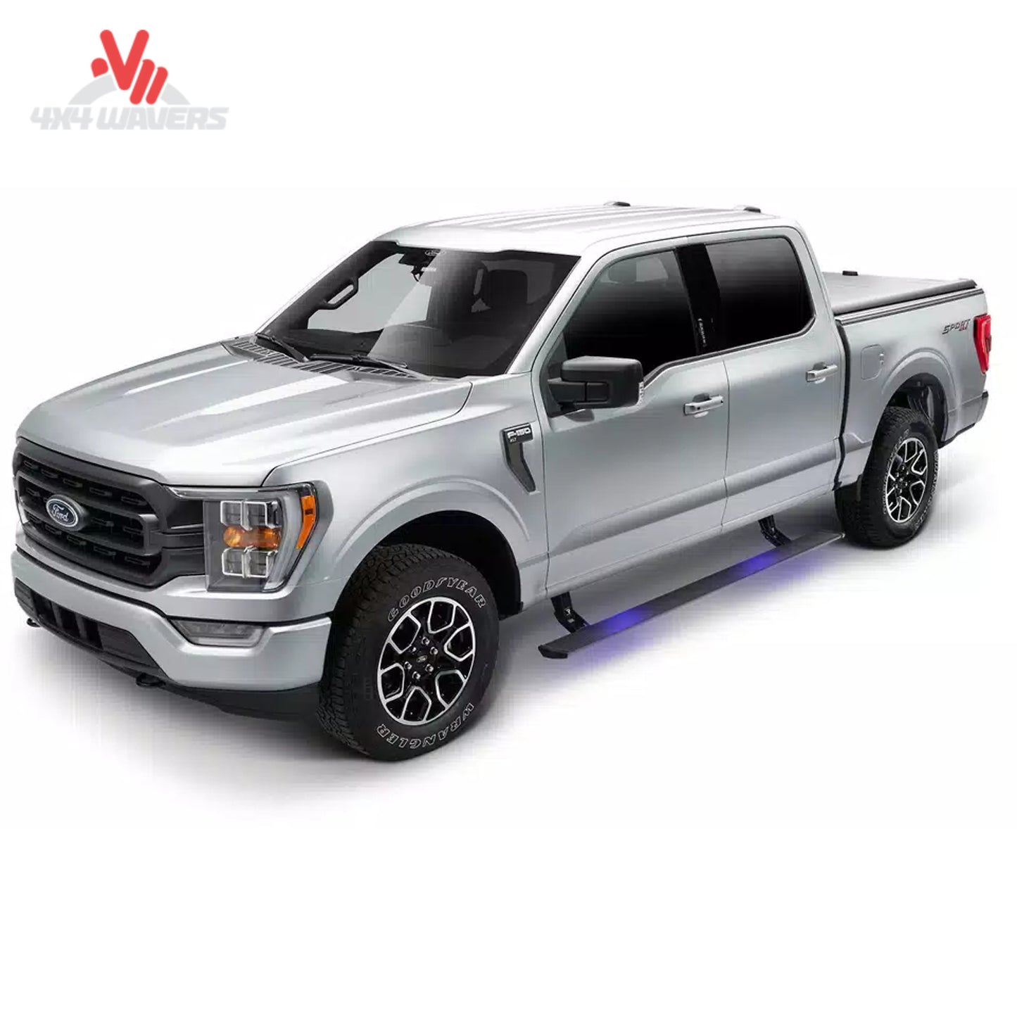 AMP Research PowerStep electric running boards 76252-01A for Ford F-150 PowerBoost Hybrid and Lightning EV SKU BGQD_76252-01A.