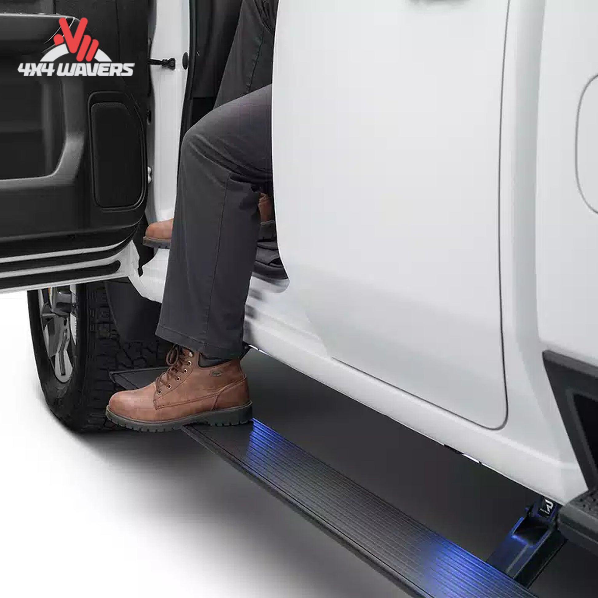 AMP Research 6 inch textured black step board with LED courtesy lighting 76252-01A SKU BGQD_76252-01A.