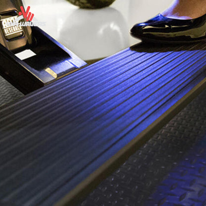 AMP Research 6 inch textured black step board with LED courtesy lighting 76252-01A SKU BGQD_76252-01A.