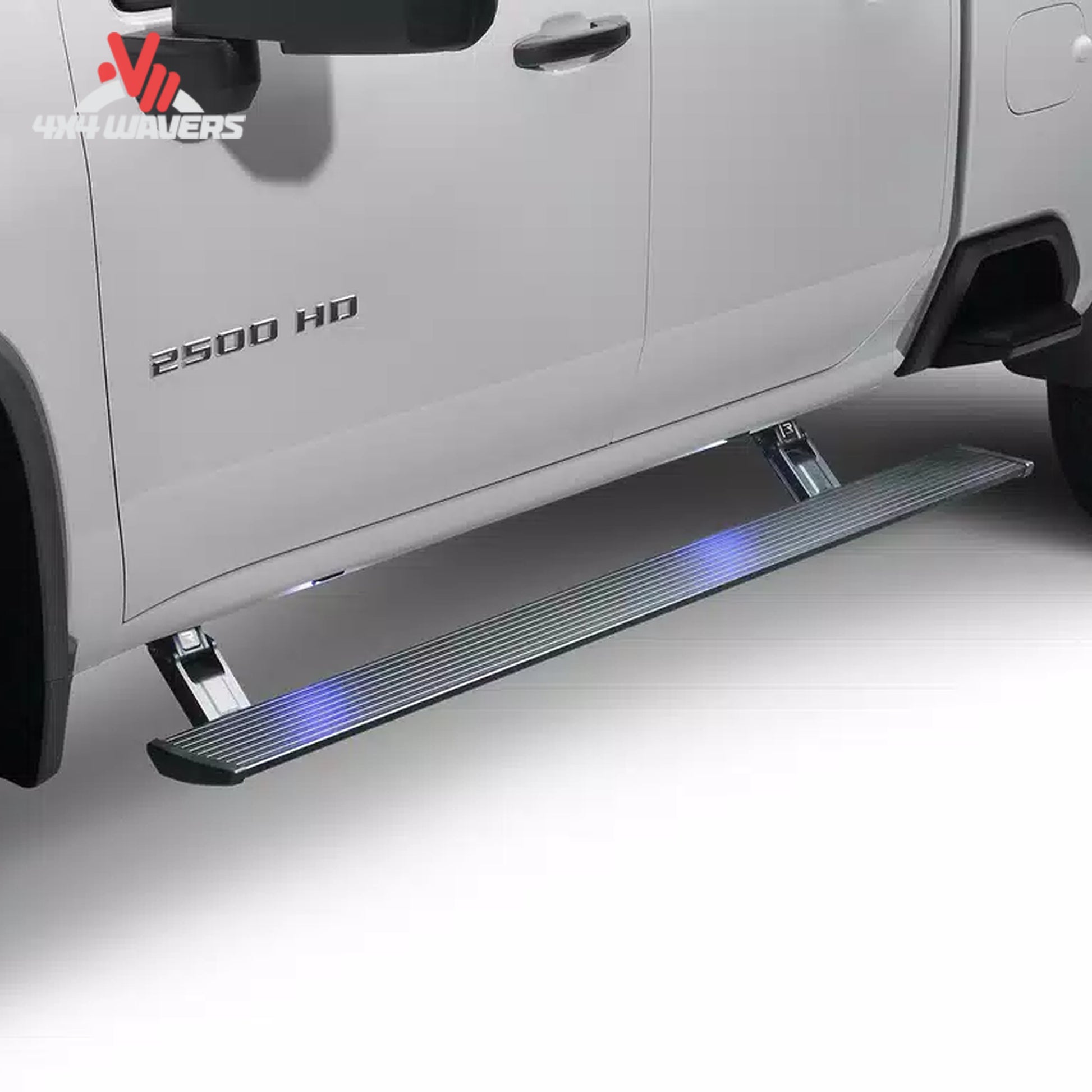 AMP Research 6 inch textured black step board with LED courtesy lighting 76152-01A SKU BGQD_76152-01A.