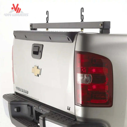 Heavy-duty 2-inch steel rear ladder rack bar 11523 with integrated tie hooks for Ford truck stake pockets