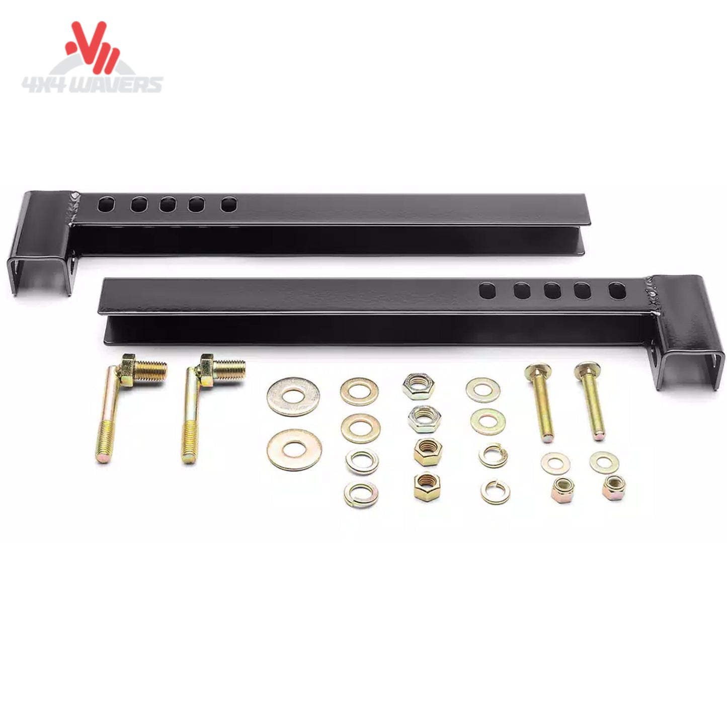 Backrack Headache Rack with Toolbox Mount Kit for 15-26 Ford F-150, showing hardware components on a truck.