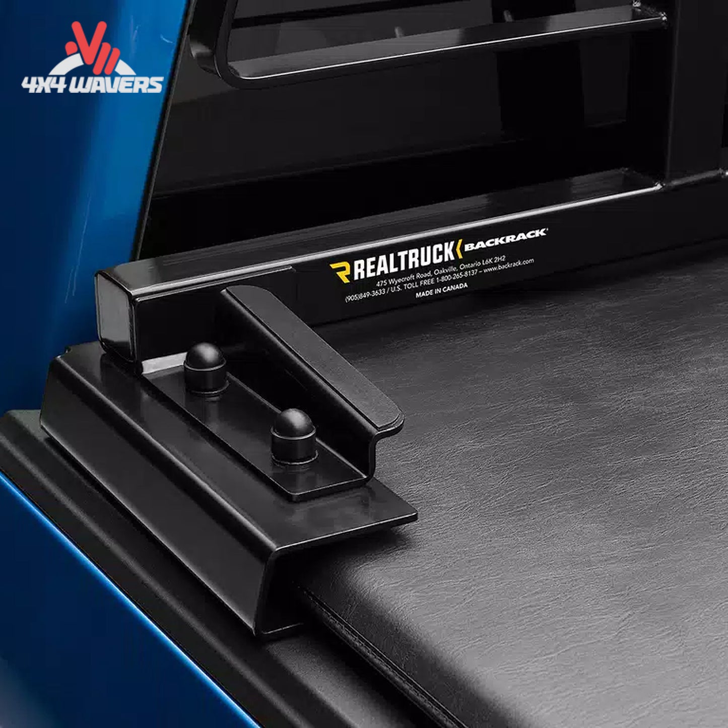 Installed BACKRACK truck frame with folding bed cover using adapter 50112