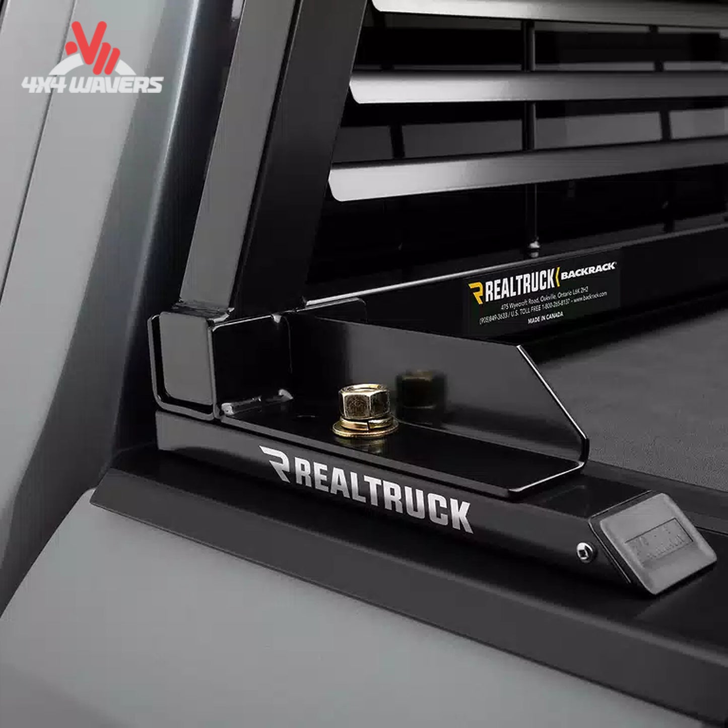 Installed BACKRACK truck frame with folding bed cover using adapter 50112