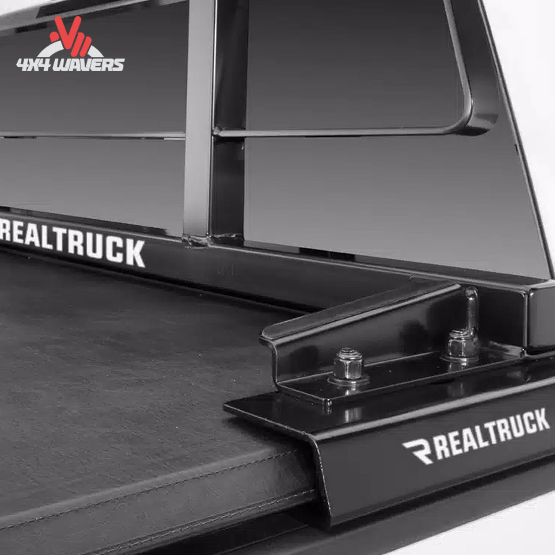 Installed BACKRACK truck frame with folding bed cover using adapter 50123