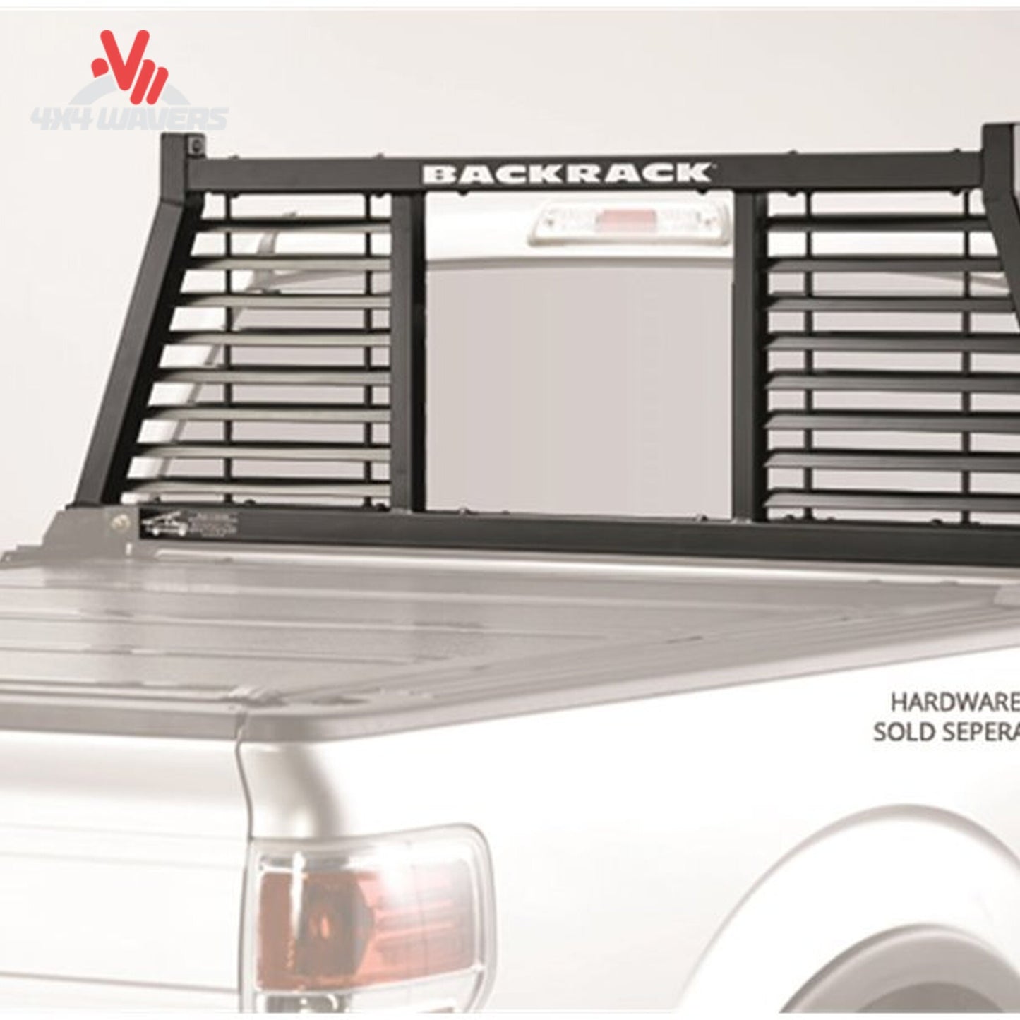 Installed BACKRACK Half Louver Rack 149LV on pickup bed stake pockets SKU BKHJ_149LV