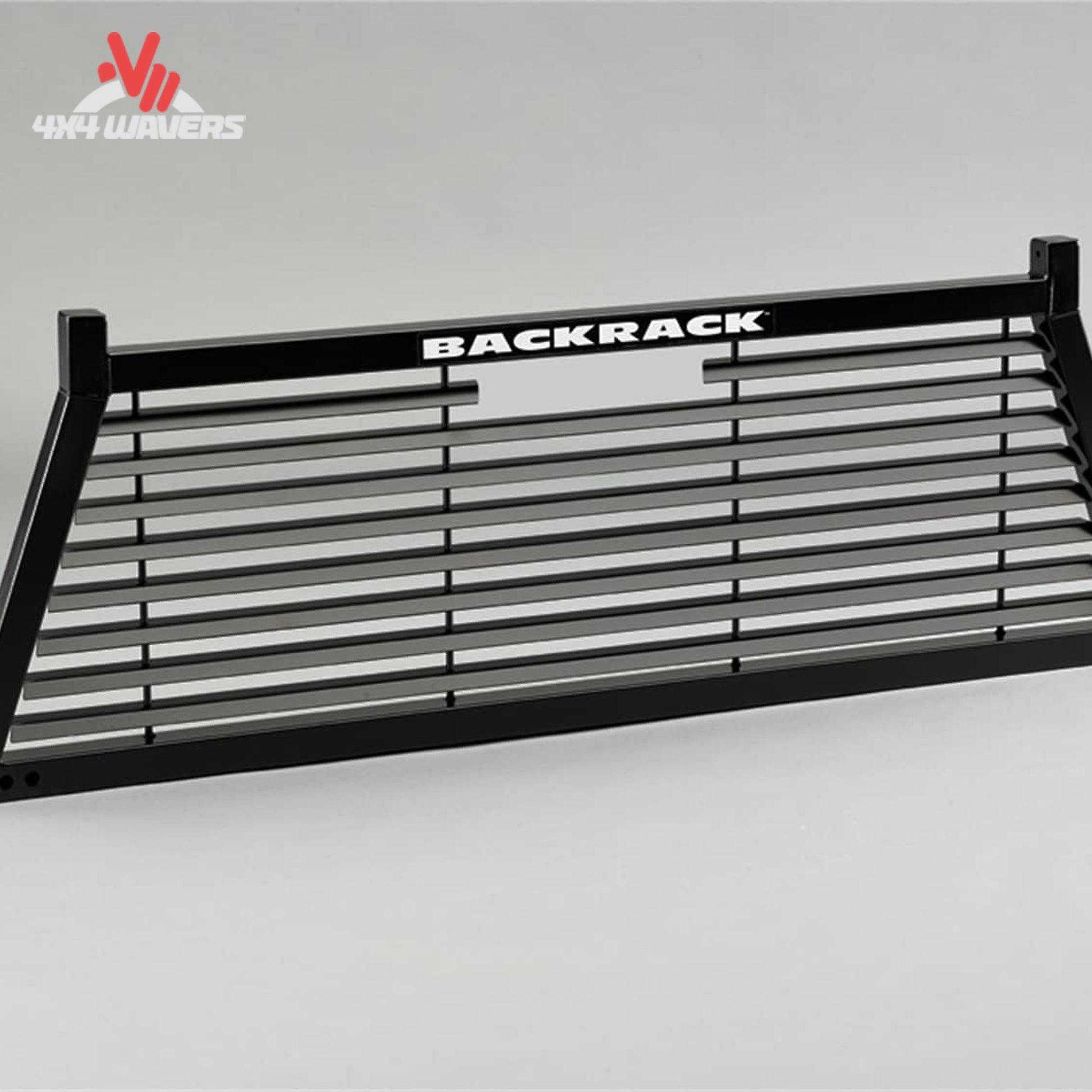 Black steel louvered headache rack frame BACKRACK 12900 for truck cab shade and glass protection SKU BKHJ_12900