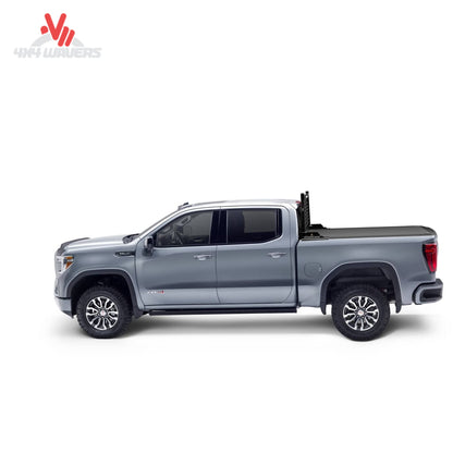 Installed BACKRACK Louvered Rack frame 12900 on truck bed stake pockets SKU BKHJ_12900