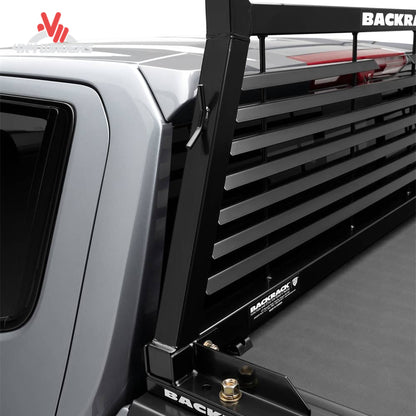 Close-up view of electro-coated angled horizontal steel louvers on BACKRACK cab guard SKU BKHJ_12900