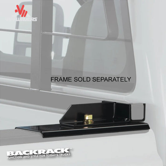 Heavy steel railmount brackets and bed plate hardware for BACKRACK cab guard mounting SKU 30112