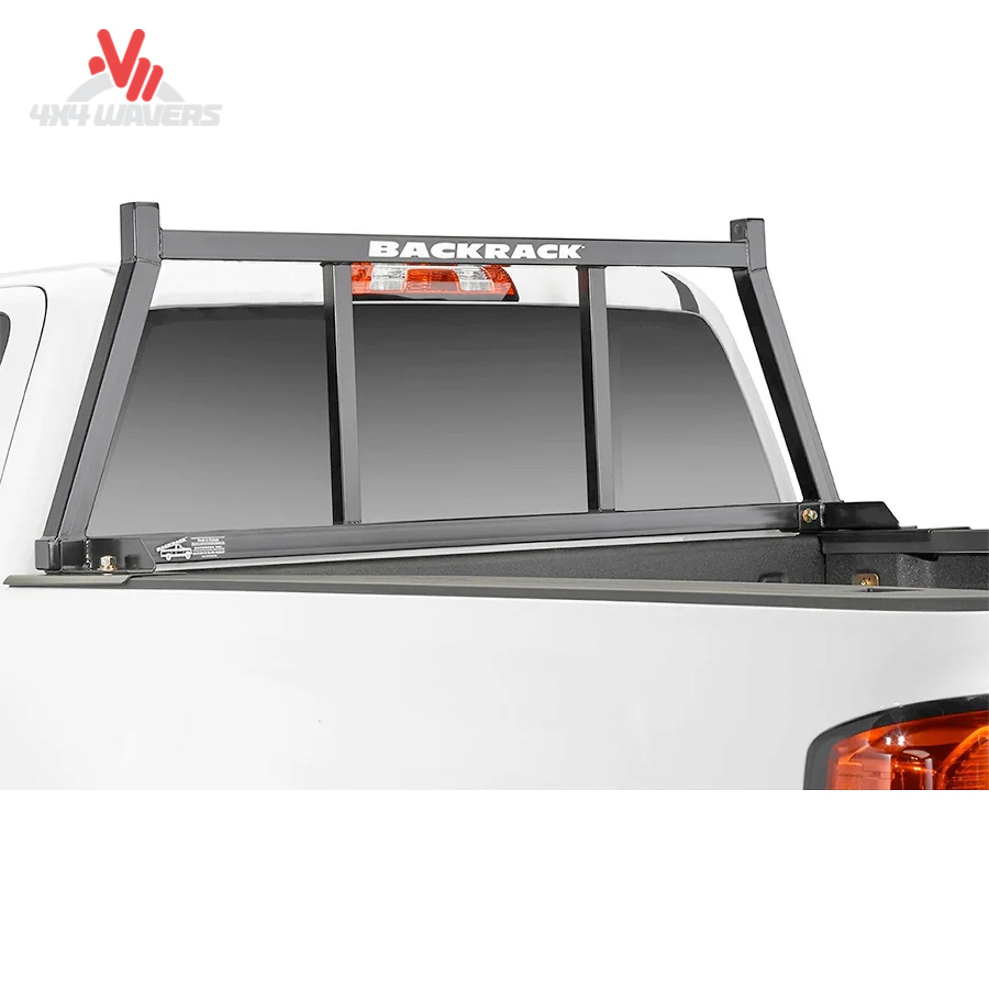 Close-up view of powder-coated 2-inch square steel tubing and top load stops on BACKRACK open frame rack SKU BKHJ_14900