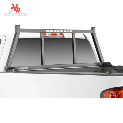 Close-up view of powder-coated 2-inch square steel tubing and top load stops on BACKRACK open frame rack SKU BKHJ_14900