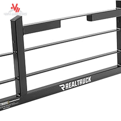 Close-up view of powder-coated steel square tubing and open frame layout on BACKRACK 15004 cab guard SKU BKHJ_15004