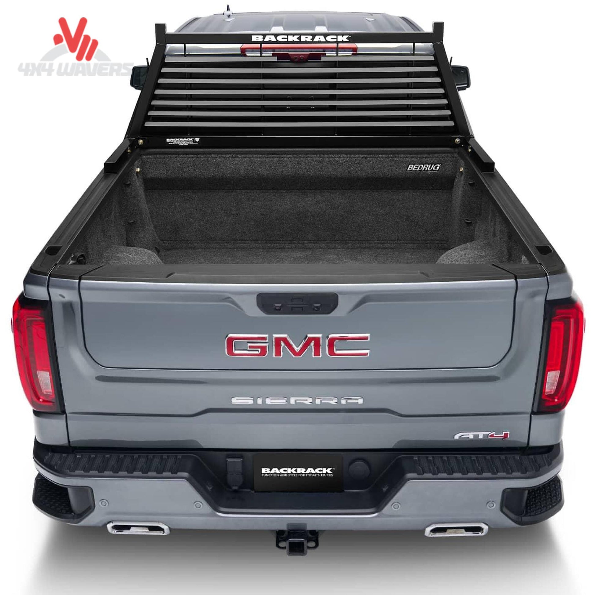 Full view of installed BACKRACK Safety Rack on truck bed providing cab protection and cargo capability SKU BKHJ_10900