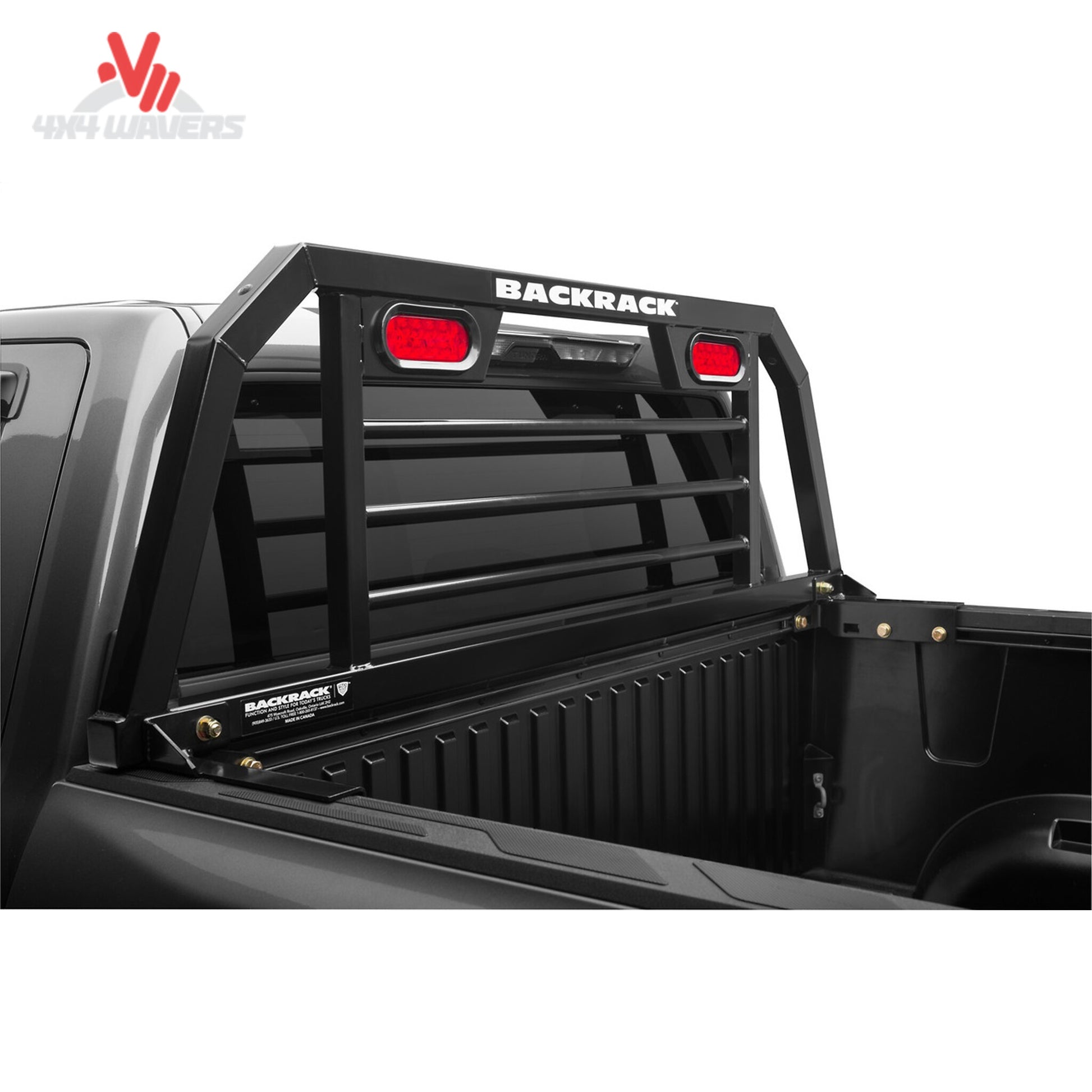 RealTruck Backrack SRL900 Lighted Safety Rack installed in truck bed, showcasing durable headach rack with integrated lighting.