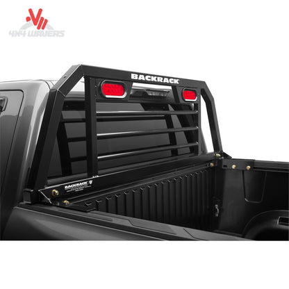 RealTruck Backrack SRL900 Lighted Safety Rack installed in truck bed, showcasing durable headach rack with integrated lighting.