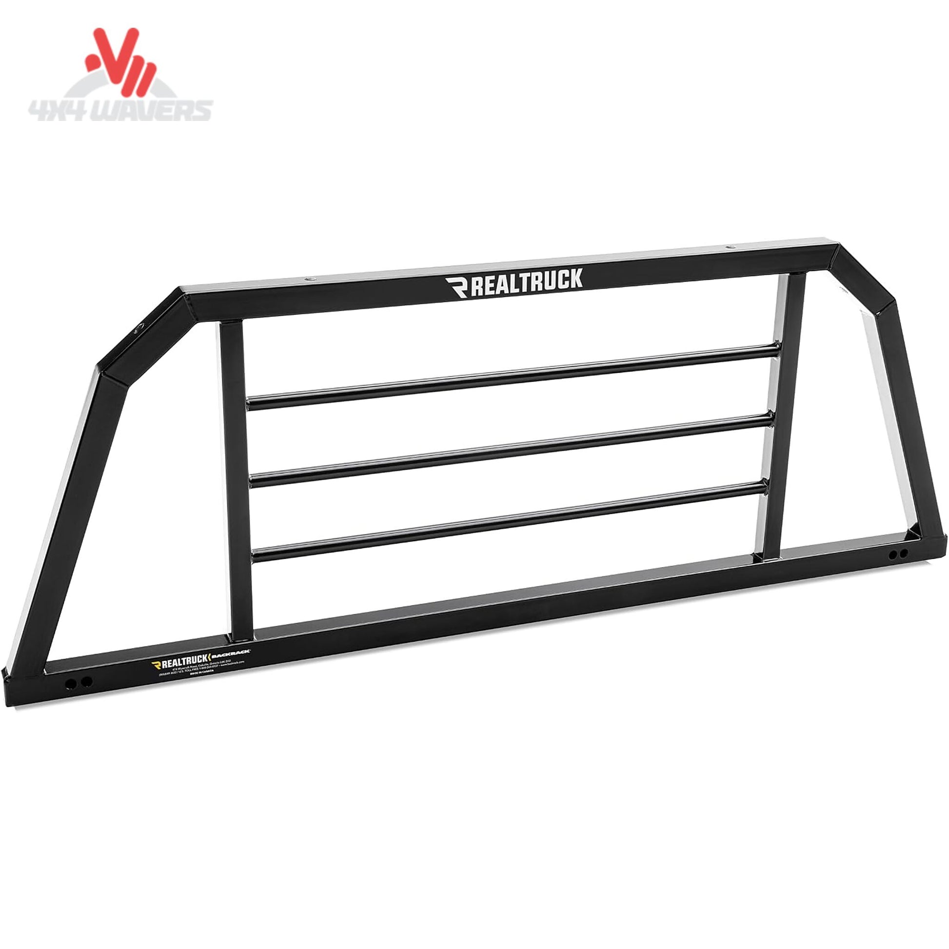 Gloss black Backrack SRX900 cab guard frame for pickup trucks, head of headache rack with sturdy metal construction.