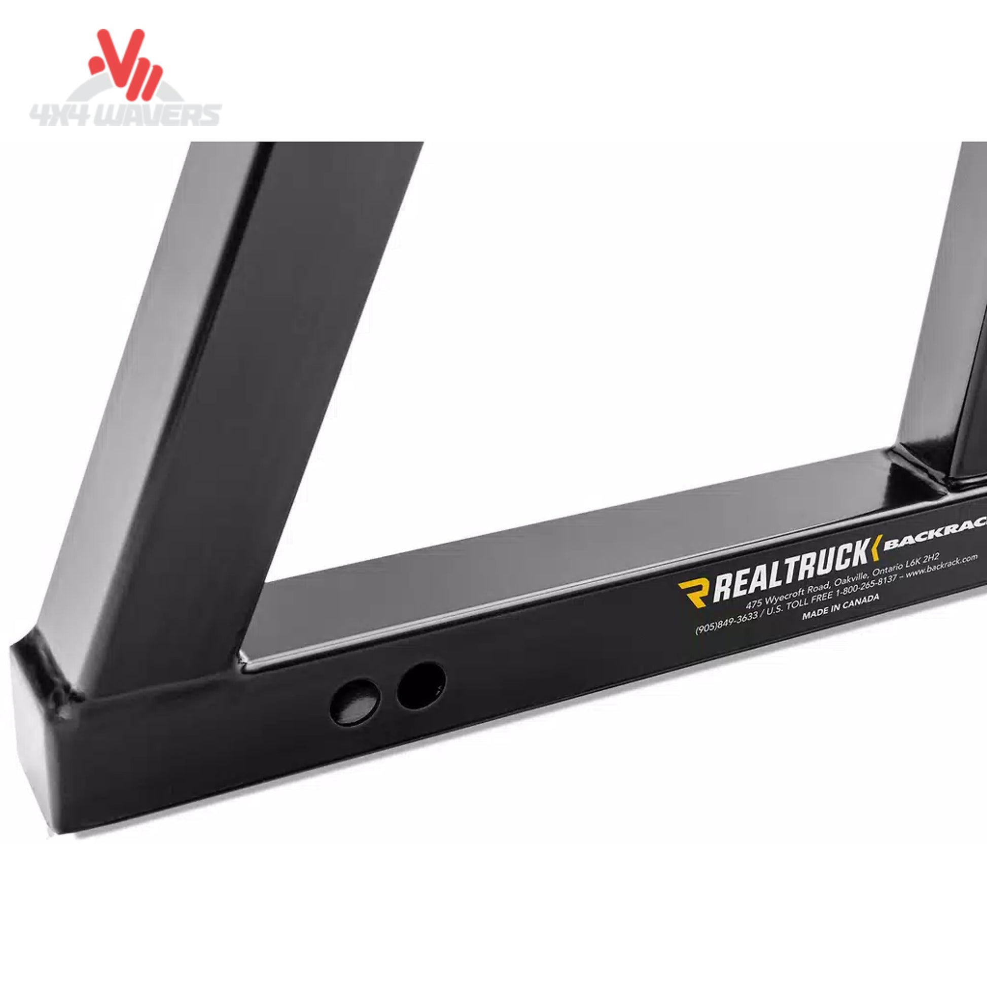 Steel headache rack from RealTruck Backrack SRX900 series cab guard rack with detailed slats on the SRX900 headboard.