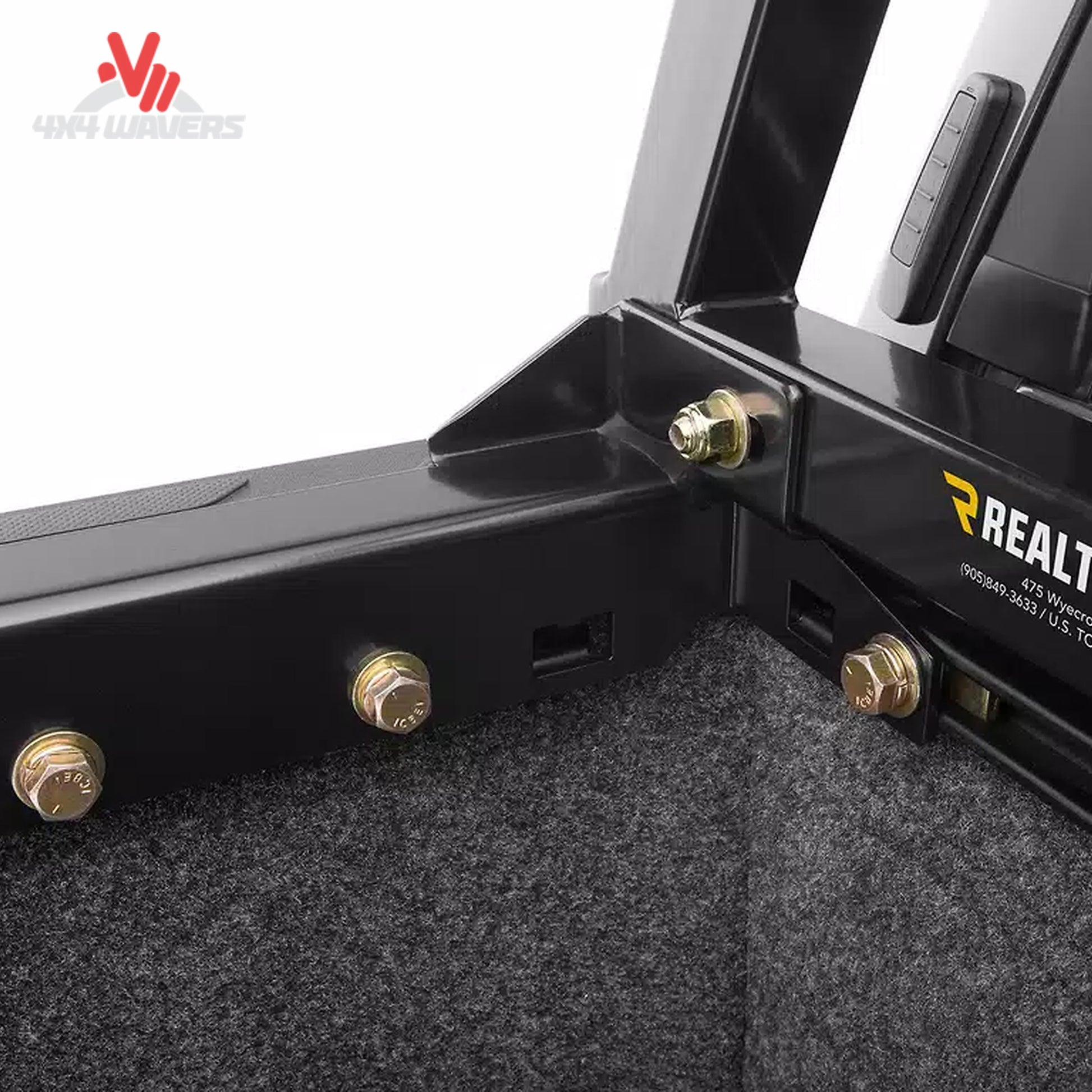 Steel headache rack from RealTruck Backrack SRX900 Series cab guard rack with slat detail for truck protection.