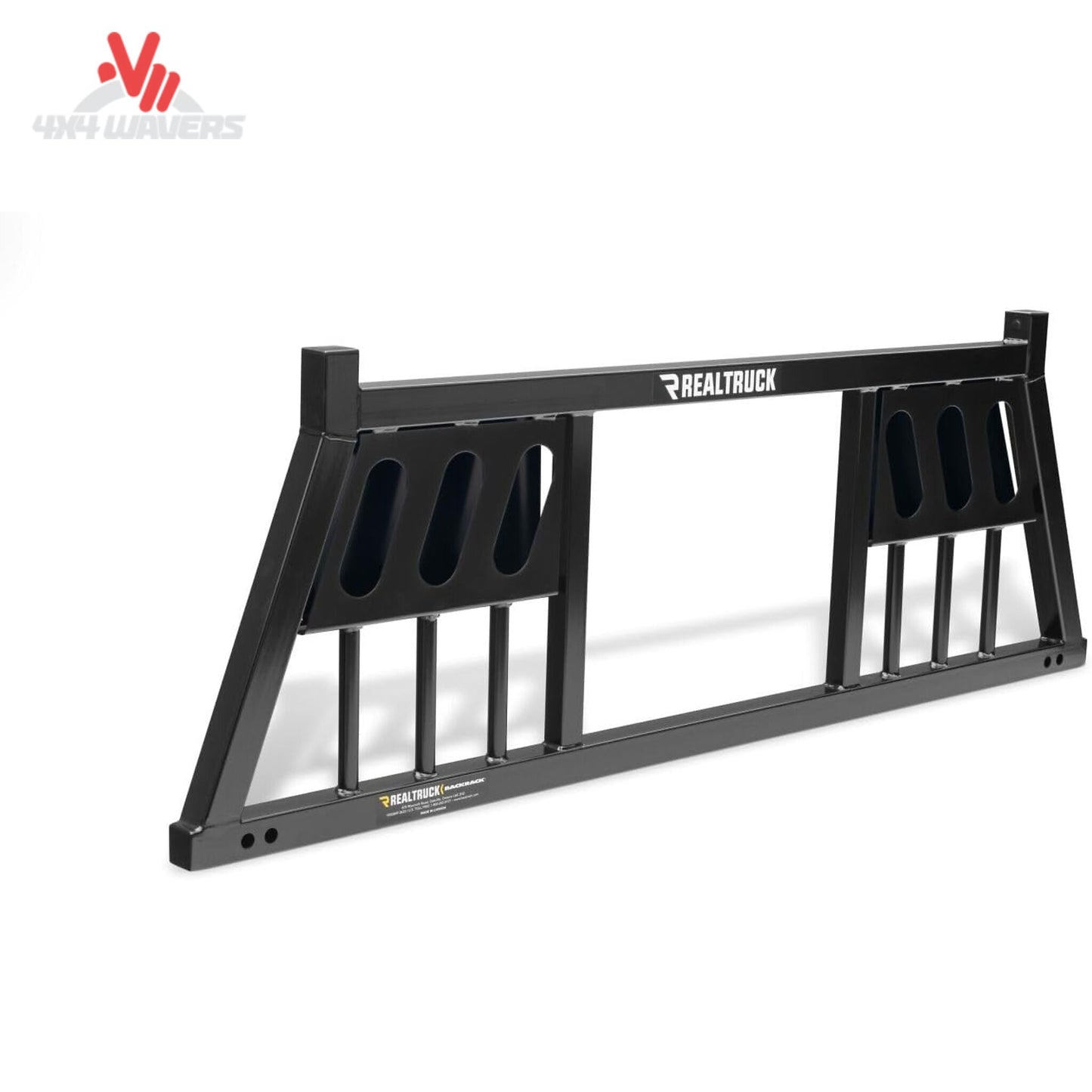 Close-up view of pre-cut oval light mount cutouts on top bar of BACKRACK 149TL cab guard SKU BKHJ_149TL