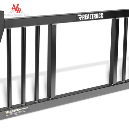 Black steel three round light headache rack frame BACKRACK 149TR with top round cutouts for truck glass defense SKU BKHJ_149TR