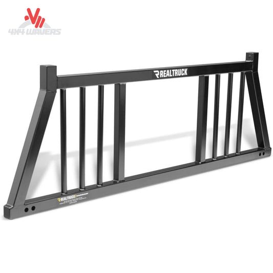 RealTruck Backrack Three Round Rack Frame for GM, F-150, Tundra trucks, durable headache rack with round support bars.
