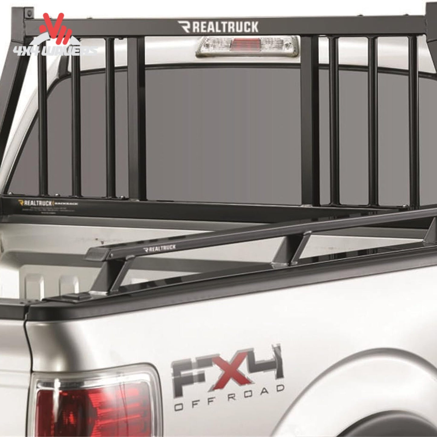Installed BACKRACK Three Round Rack 149TR on truck bed stake pockets SKU BKHJ_149TR