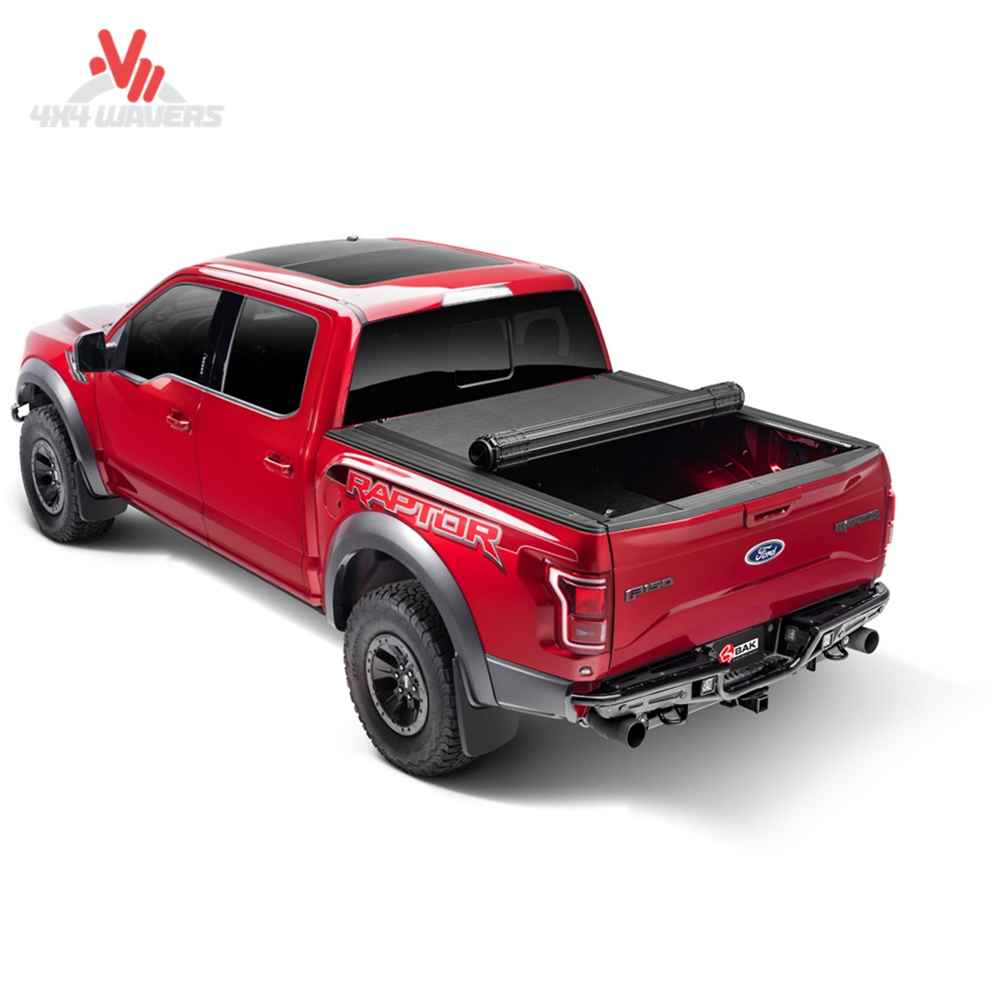BAK Revolver X4s roll-up tonneau cover on a 15-20 Ford F-150 5.5ft bed, showcasing durable slat design and secure locking mechanism.