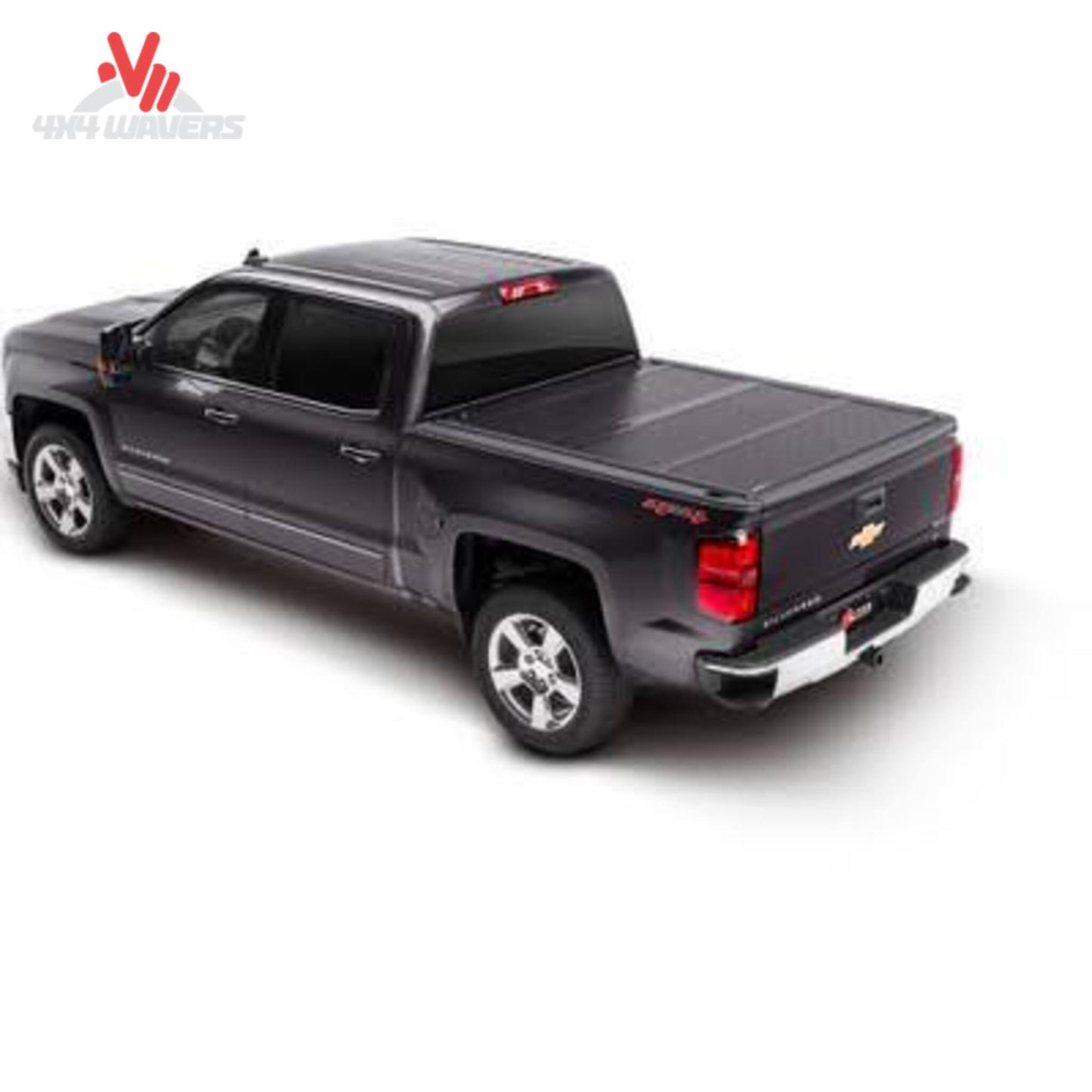 Flush mounted black BAKFlip FiberMax tonneau cover on Chevy Silverado short bed SKU 1126120