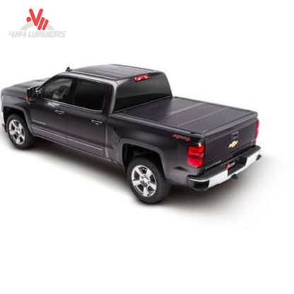 Flush mounted black BAKFlip FiberMax tonneau cover on Chevy Silverado short bed SKU 1126120