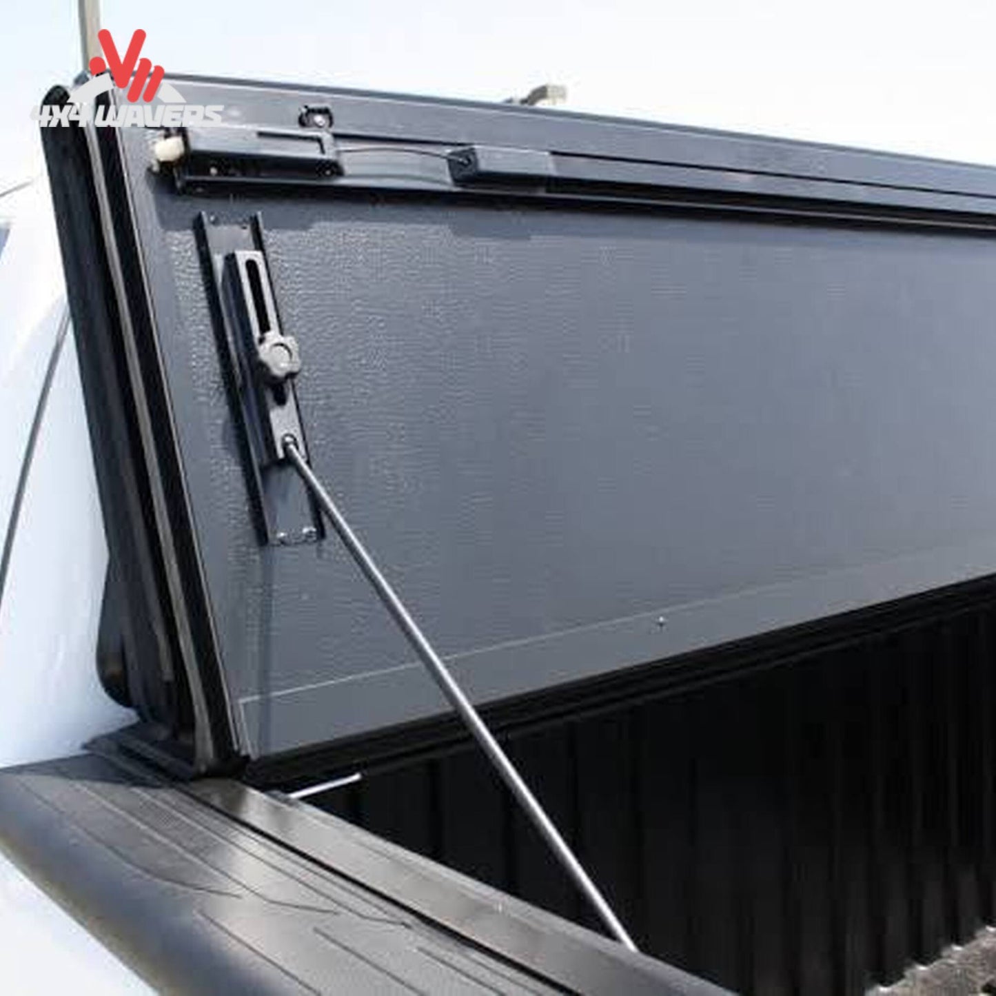 BAKFlip FiberMax folded upright against cab for 100 percent bed access SKU 1126120