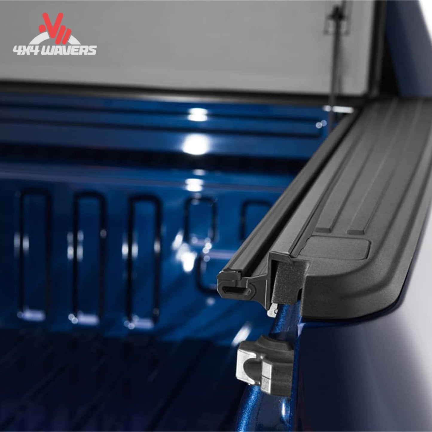 BAKFLIP MX4 hard folding tonneau cover on a 2015-2020 Ford F-150 with 6.5-foot bed, showing the dual-action tailgate seal.