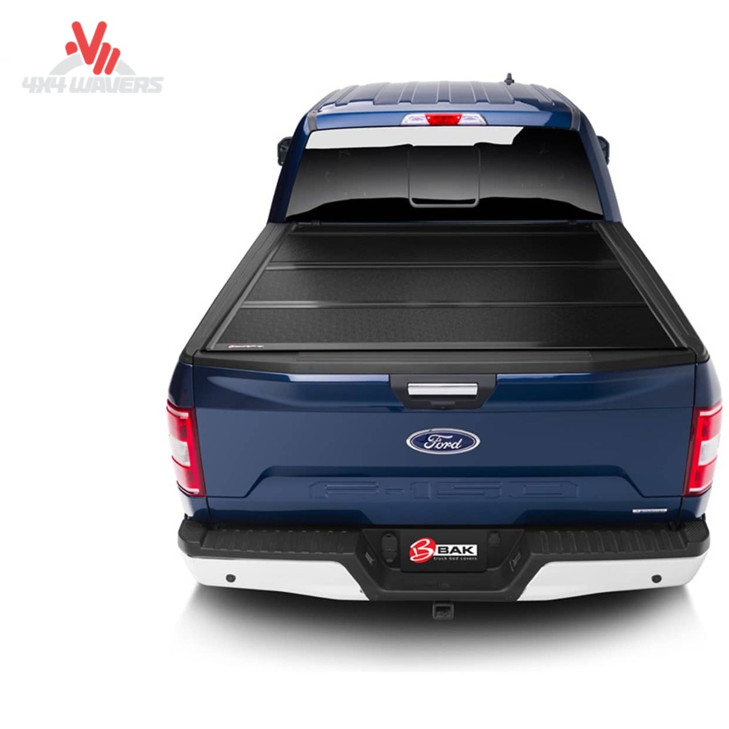 Close-up of the low-profile rail of the BAKFLIP MX4 hard folding tonneau cover on a 2015-2020 Ford F-150 or Raptor 5.5' bed.