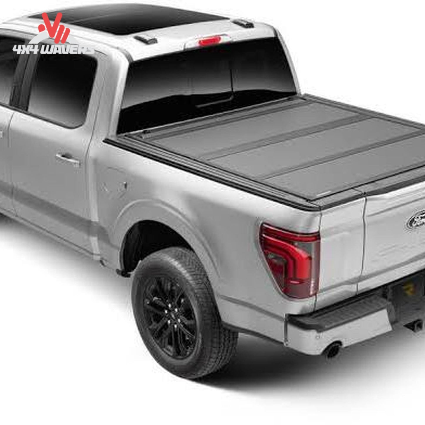 BAKFLIP MX4 hard folding tonneau cover on a 2004-2014 Ford F-150 with a 6.5-foot bed, shown folded back for truck bed access