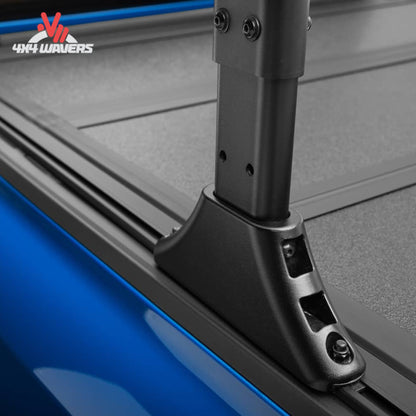 Close-up detail of T-slot accessory mounting rail on BAKFlip MX4 TS tonneau cover for rack integration