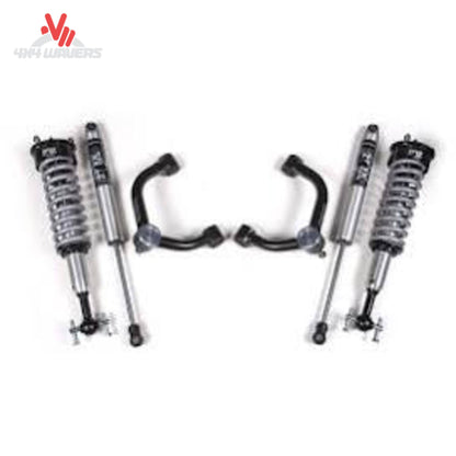 BDS 2-inch leveling kit with FOX 2.0 shocks for 2014-2020 Ford F-150 4WD, showing a truck with lifted front suspension.