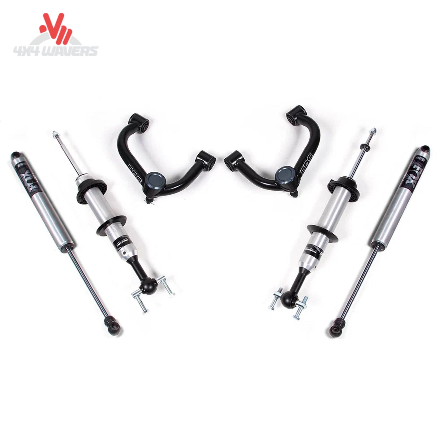 BDS 2-inch leveling kit with FOX 2.0 shocks for 2014-2020 Ford F-150 4WD, includes front leveling components and shocks.