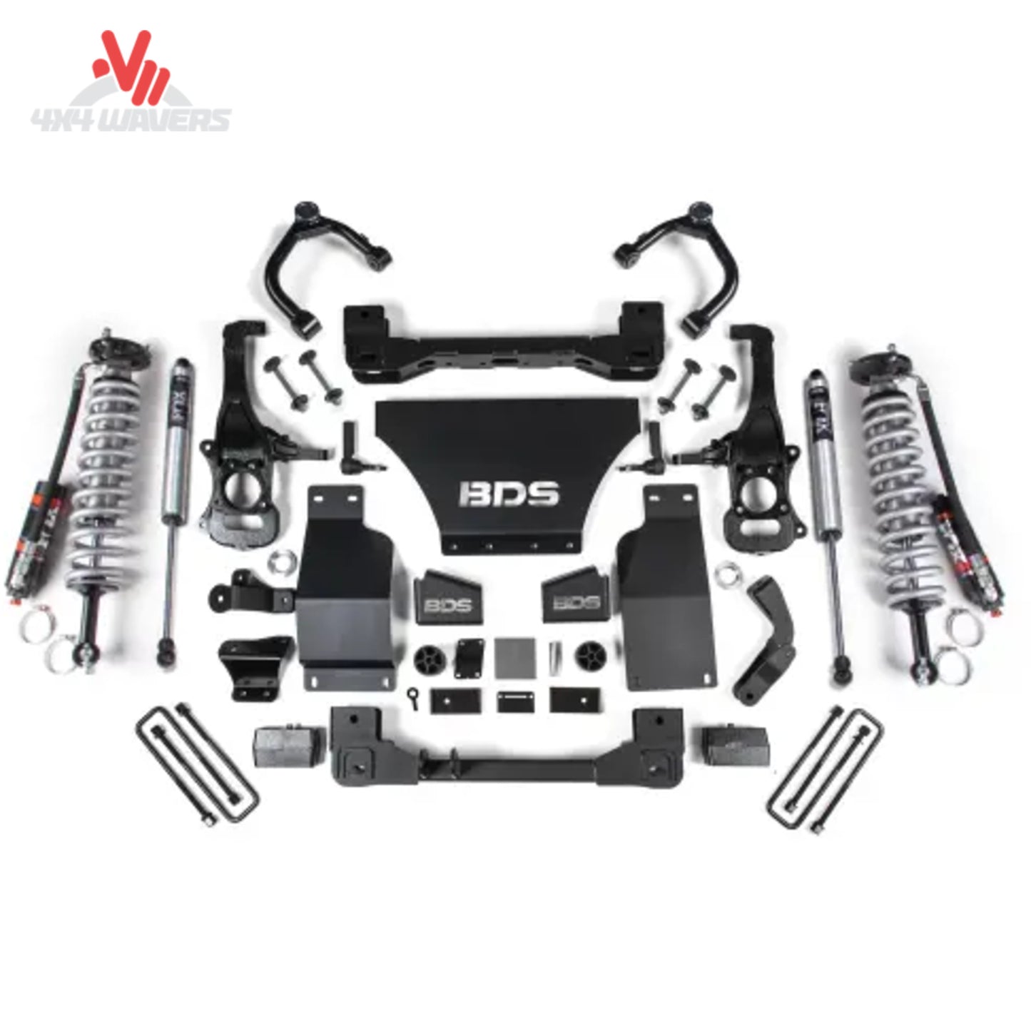 Complete BDS 4 inch lift kit with strut spacers and FOX 2.0 rear shocks SKU BDS1800FS